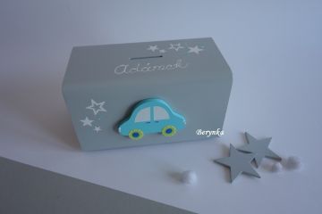 Dřevěná pokladnička - kasička pro děti