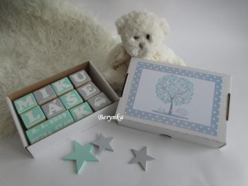 Dřevěné kostičky mátovo-šedé