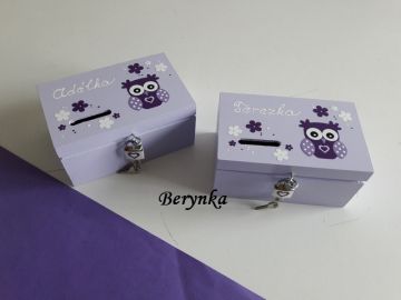 Dřevěná pokladnička se sovičkou