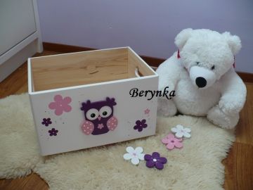 Dřevěná bedýnka se sovičkou