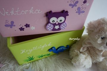 Dřevěná bedýnka se sovičkou