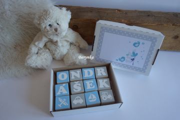 Dřevěné kostičky modro-šedé