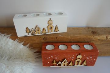 Adventní svícen s vesničkou - různé barvy