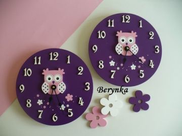 Dřevěné dekorace - tmavě fialová, růžová, bílá