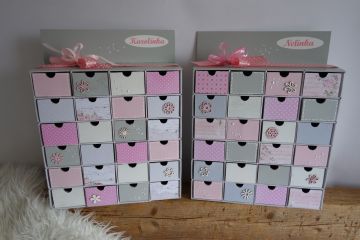 Šperkovnice s adventním kalendářem - v růžové a šedé