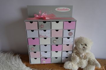 Šperkovnice s adventním kalendářem - v růžové a šedé