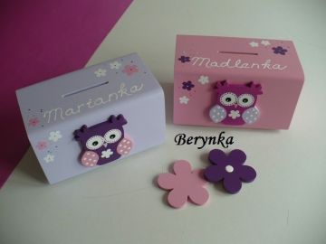 Dřevěná pokladnička se sovičkou