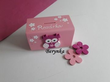 Dřevěná pokladnička se sovičkou