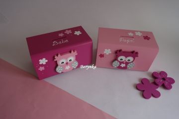 Dřevěná pokladnička se sovičkou