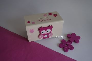 Dřevěná pokladnička se sovičkou