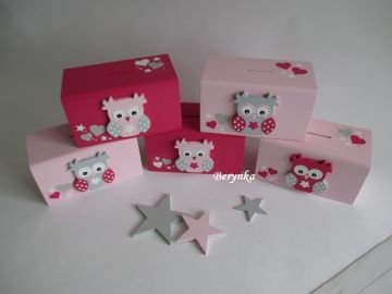 Dřevěná pokladnička se sovičkou