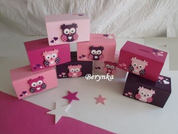 Dřevěná pokladnička se sovičkou