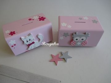 Dřevěná pokladnička se sovičkou