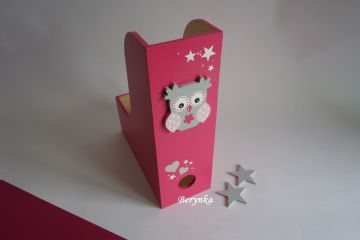 Dřevěný šanon se sovičkou