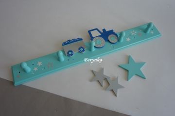 Dřevěné dekorace - tyrkysové s tmavě modrou