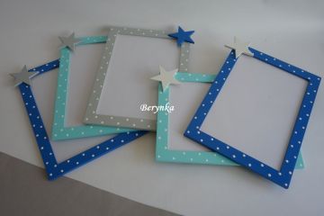 Dřevěné dekorace - tyrkysové s tmavě modrou