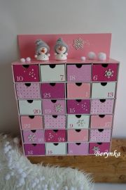 Adventní kalendář *růžový* - se sněhulákem - různá provedení