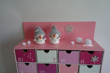 Adventní kalendář *růžový* - se sněhulákem - různá provedení