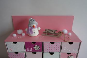 Adventní kalendář *růžový* - se sněhulákem - různá provedení