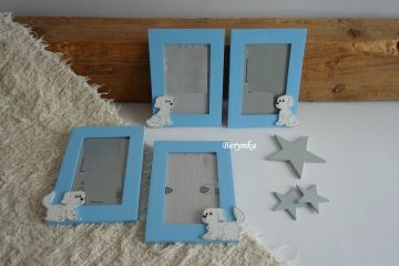 Dřevěný fotorámeček se zvířátky