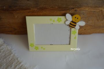 Dřevěný fotorámeček se zvířátky