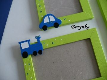 Dřevěné dekorace - modrá a zelená