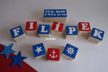 Dřevěné kostičky červeno-modré