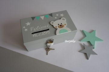 Pokladnička s medvídkem v nordic stylu