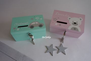 Pokladnička s medvídkem v nordic stylu