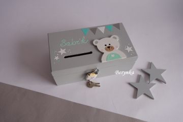 Pokladnička s medvídkem v nordic stylu