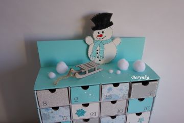 Adventní kalendář *tyrkysový* se sněhulákem - různá provedení