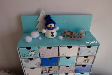 Adventní kalendář *tyrkysový* se sněhulákem - různá provedení