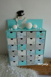 Adventní kalendář *tyrkysový* se sněhulákem - různá provedení