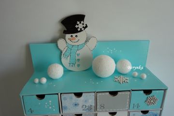 Adventní kalendář *tyrkysový* se sněhulákem - různá provedení