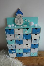 Adventní kalendář *tyrkysový* se sněhulákem - různá provedení