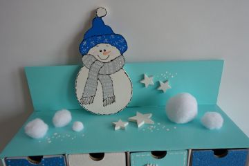 Adventní kalendář *tyrkysový* se sněhulákem - různá provedení