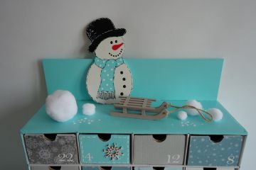 Adventní kalendář *tyrkysový* se sněhulákem - různá provedení