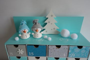 Adventní kalendář *tyrkysový* se sněhulákem - různá provedení