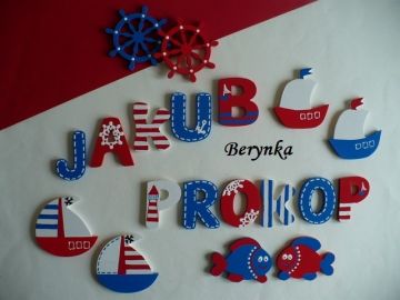 Dřevěná písmenka "s námořnickými obrázky"