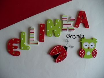 Dřevěná písmenka "proužky a puntíky"