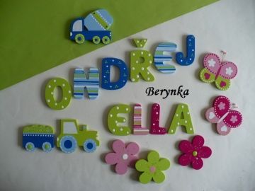 Dřevěná písmenka "proužky a puntíky"