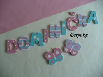 Dřevěná písmenka "proužky a puntíky"