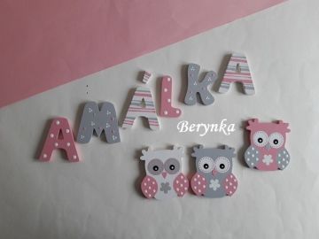 Dřevěná písmenka "proužky a puntíky"
