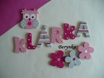 Dřevěná písmenka "proužky a puntíky"