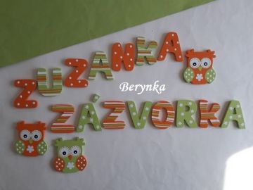Dřevěná písmenka "proužky a puntíky"
