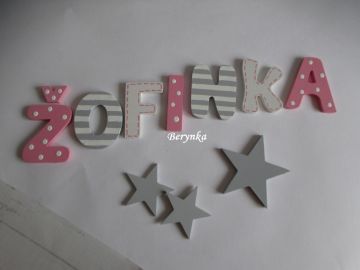 Dřevěná písmenka "proužky a puntíky"