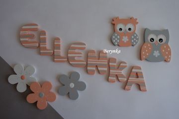 Dřevěná písmenka "proužky a puntíky"