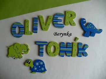 Dřevěná písmenka "proužky a puntíky"