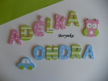 Dřevěná písmenka "proužky a puntíky"