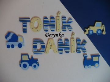 Dřevěná písmenka "proužky a puntíky"